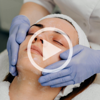 A skincare client receiving an exfoliating and rejuvenating chemical peel.