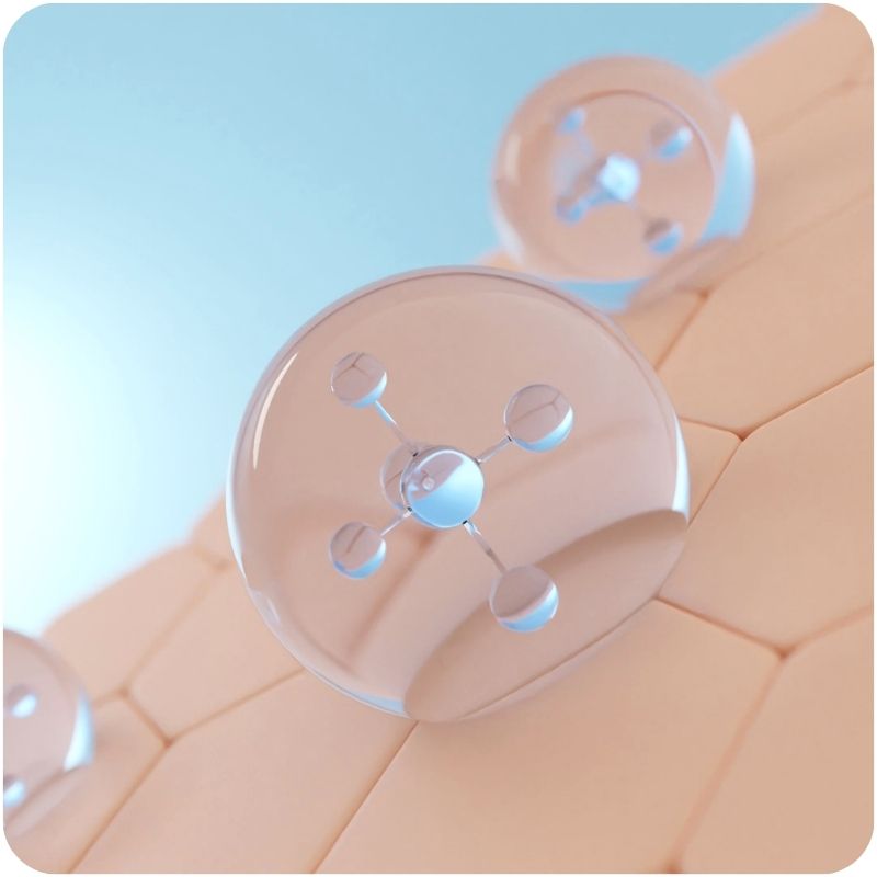 Animated image of water droplets on the skin.