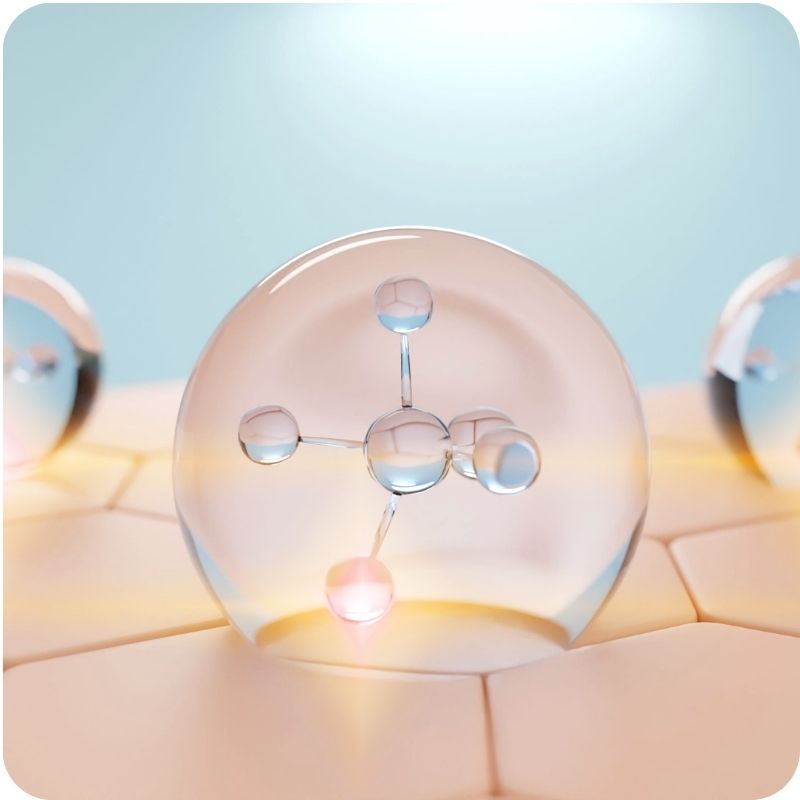 Animated image of water bubbles on the skin.