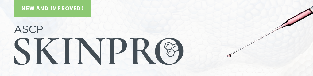 The words ASCP SkinPro on a white background