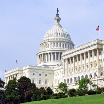 Washington, DC, capitol building in spring