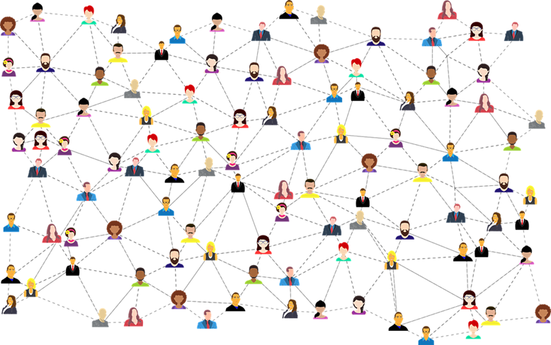 Illustration of a network of people. 