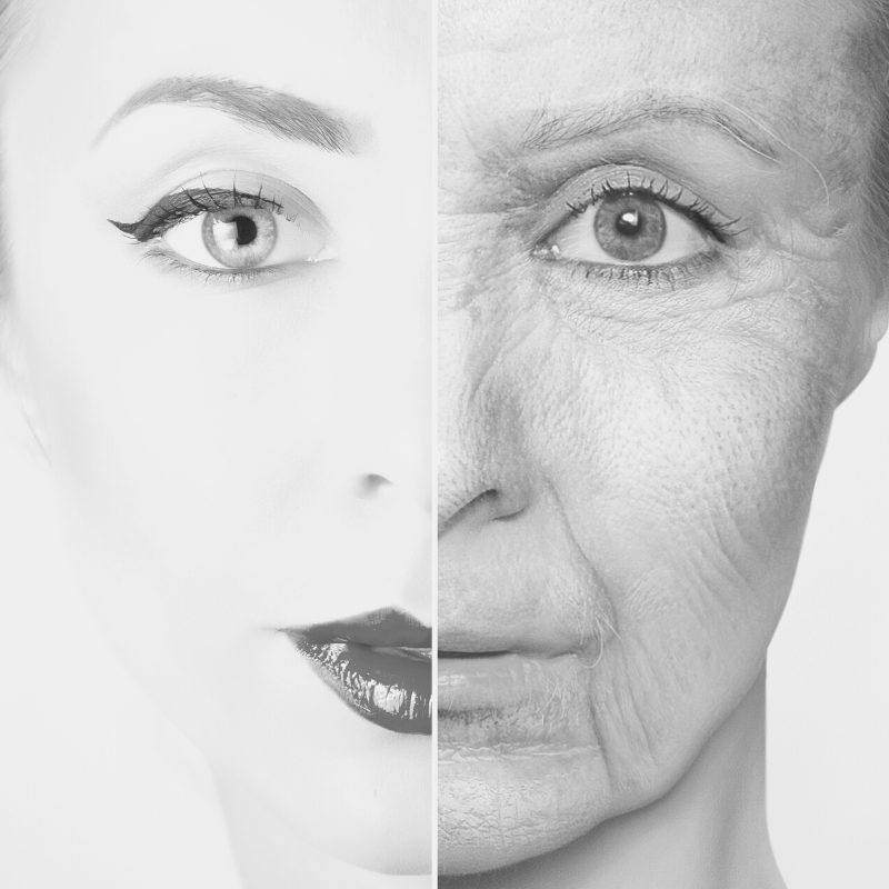 woman's face aging.