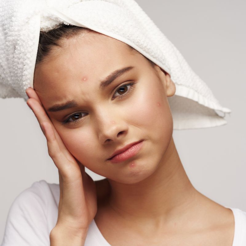Girl with towel on her head