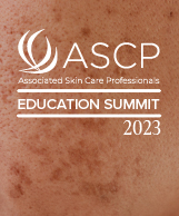 The text "ASCP Education Summit" over a picture of skin with hyperpigmentation