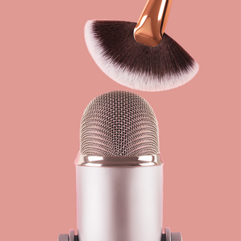Microphone with makeup brush
