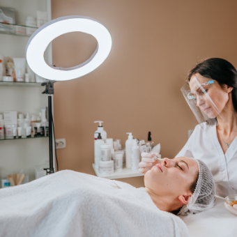 esthetician in the treatment room
