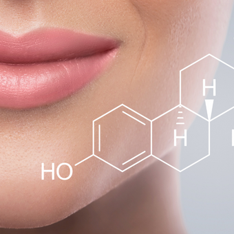 Pretty lips with estradiol molecule