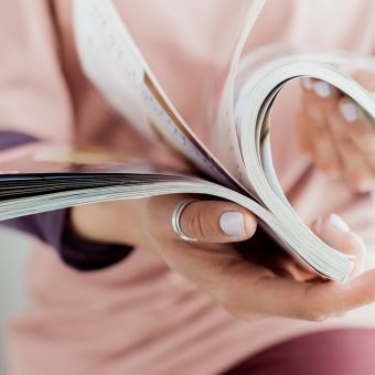 esthetician reading a magazine